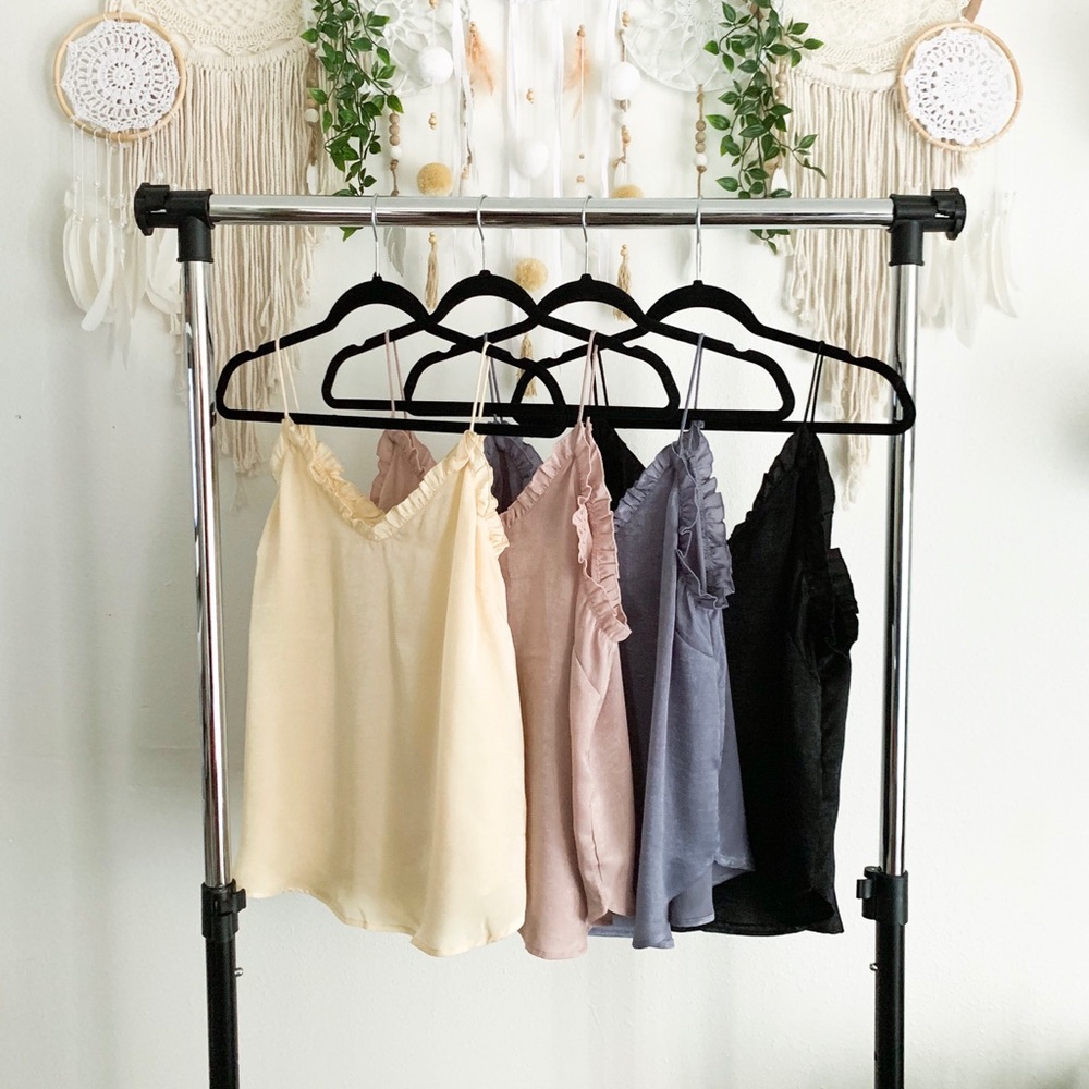 Cream Ruffled Satin Cami - Picture 3 of 4